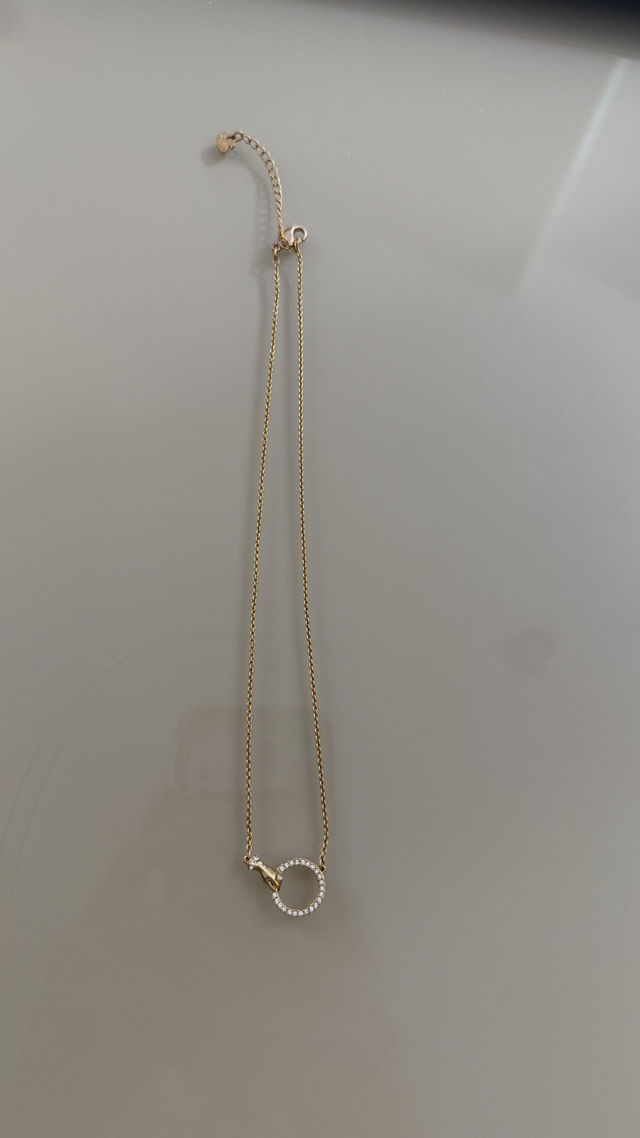 Swarovski Rose Gold Hand Circle Necklace White Crystals