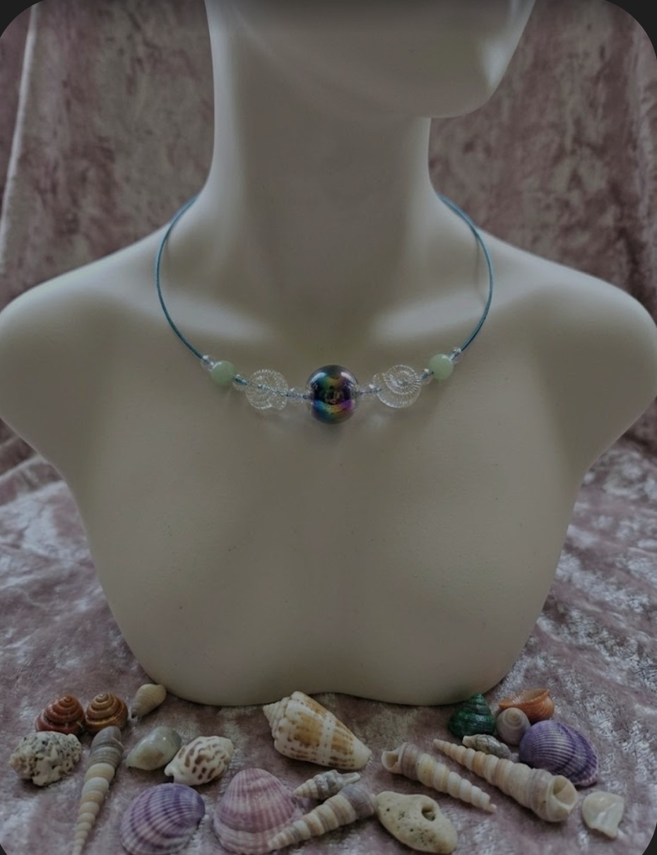 BigTimeRockShow Sea Treasure Iridescent Orb & Glass Nautilus Glow In The Dark