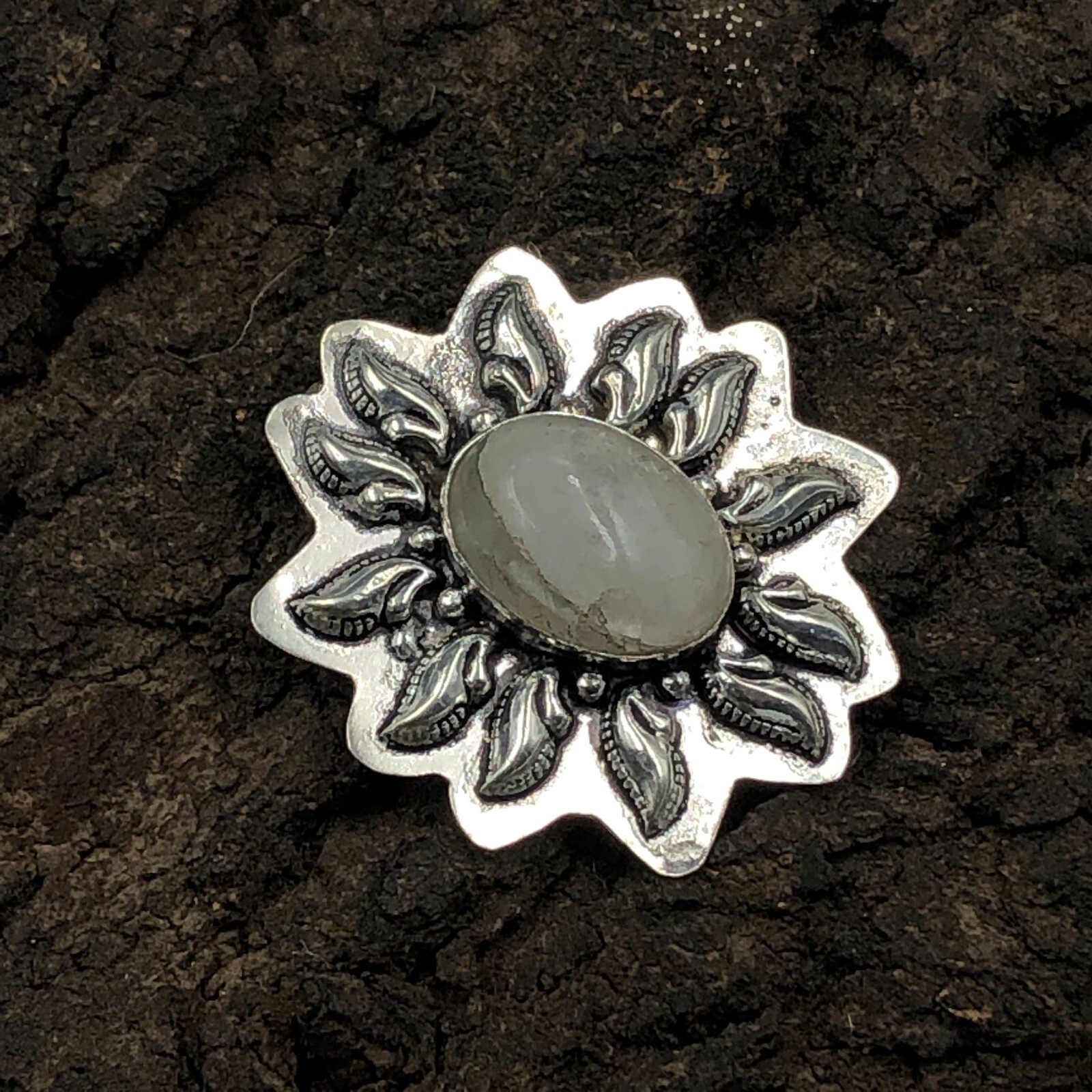Rainbow Moonstone Natural Pendant Handcrafted Silver Unique Gift 1.65″