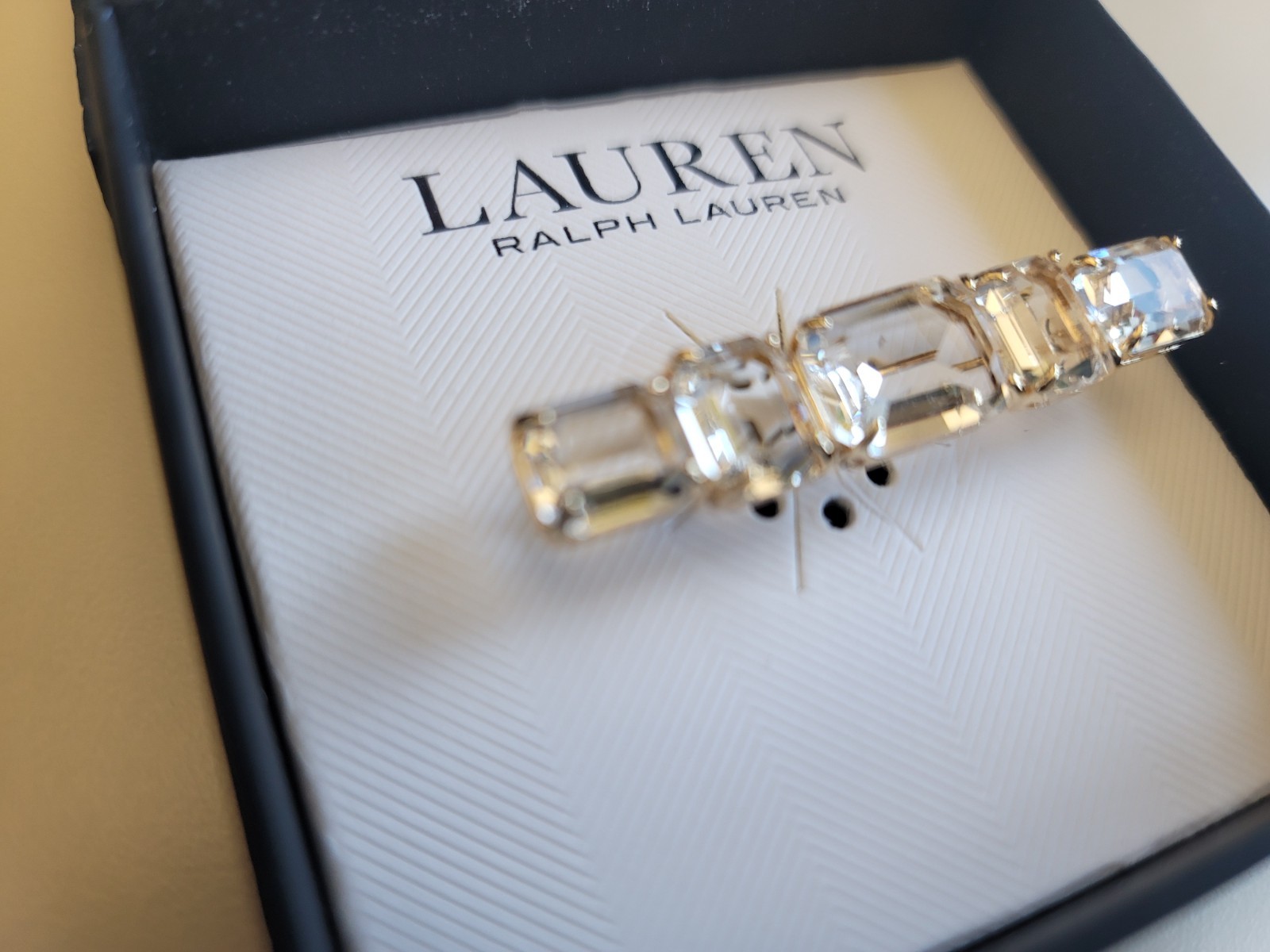LAUREN Ralph Lauren Crystal Stone Gold Tone Pin New in Box 064244 7879919