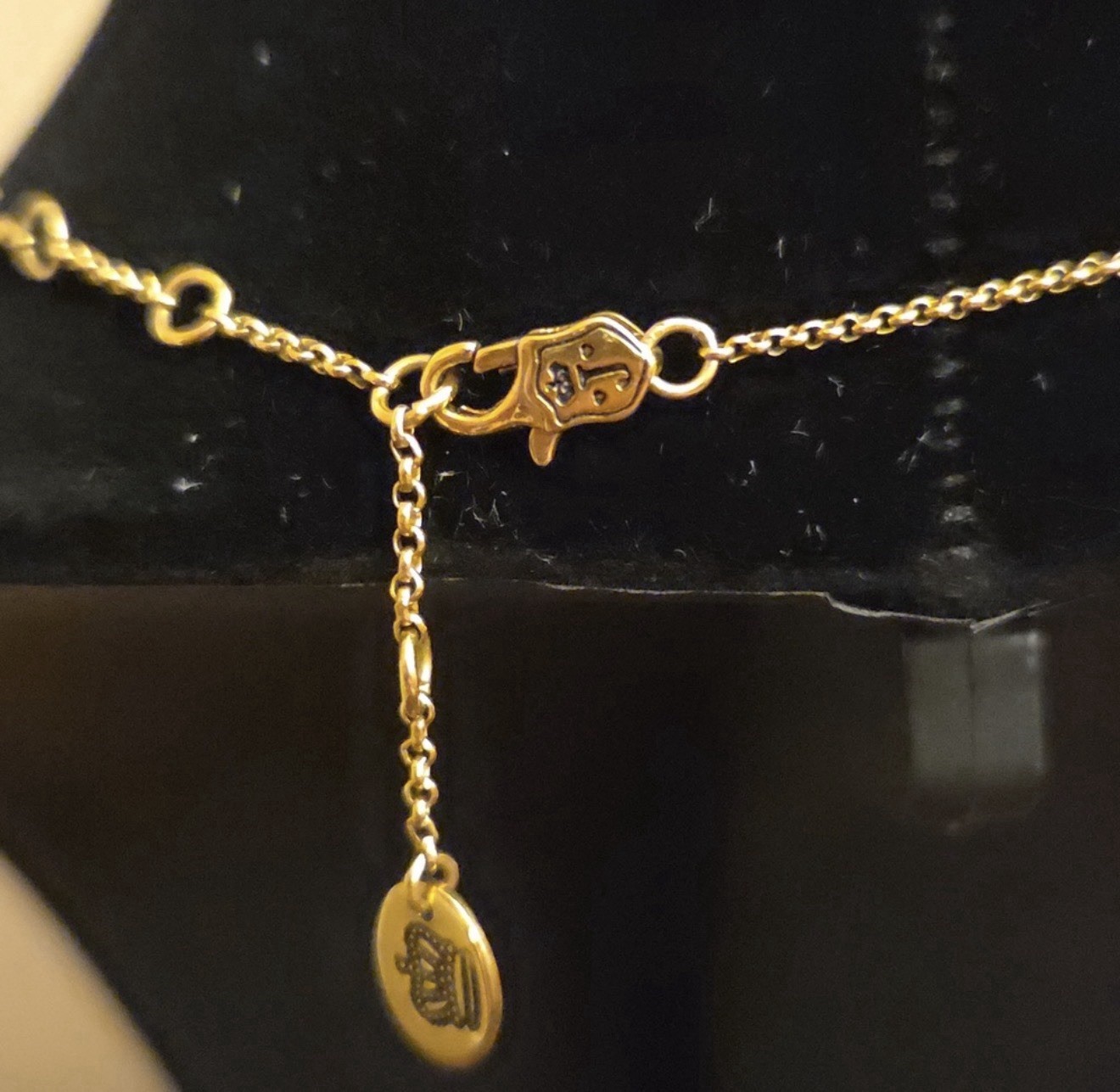 Juicy Couture Music Note Charm Pendant Necklace Gold Tone Pavé Crystal Signed