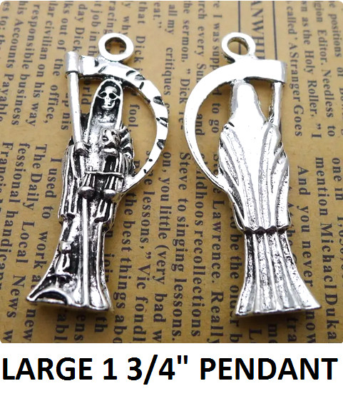 Clearance EVIL GRIM REAPER DEATH GOTH HALLOWEEN Pendant Silver 26″ Necklace Gift