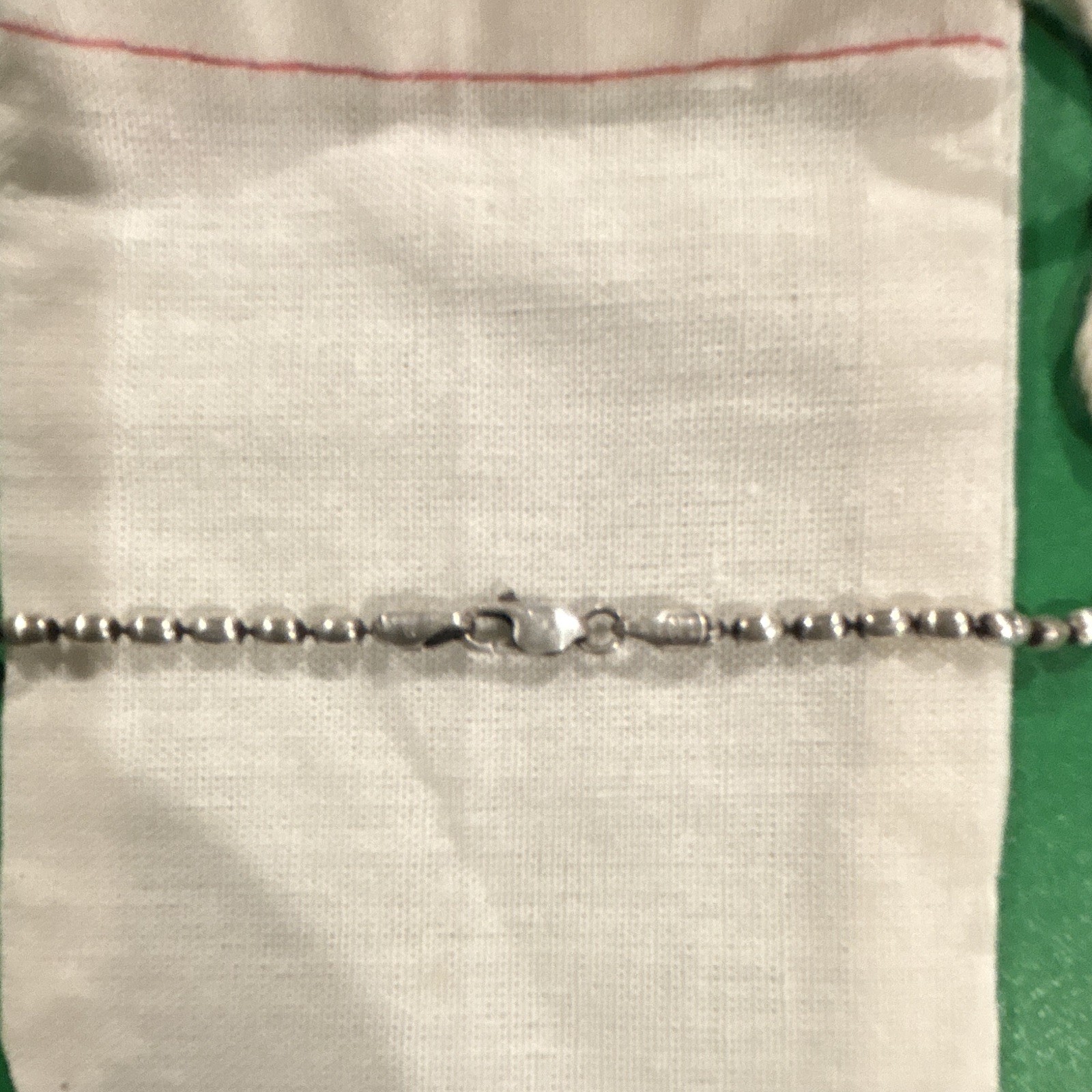 Silver Tone Ball/Bead Chain Necklace Heart FAITH REV 91 Clear Crystal Charm