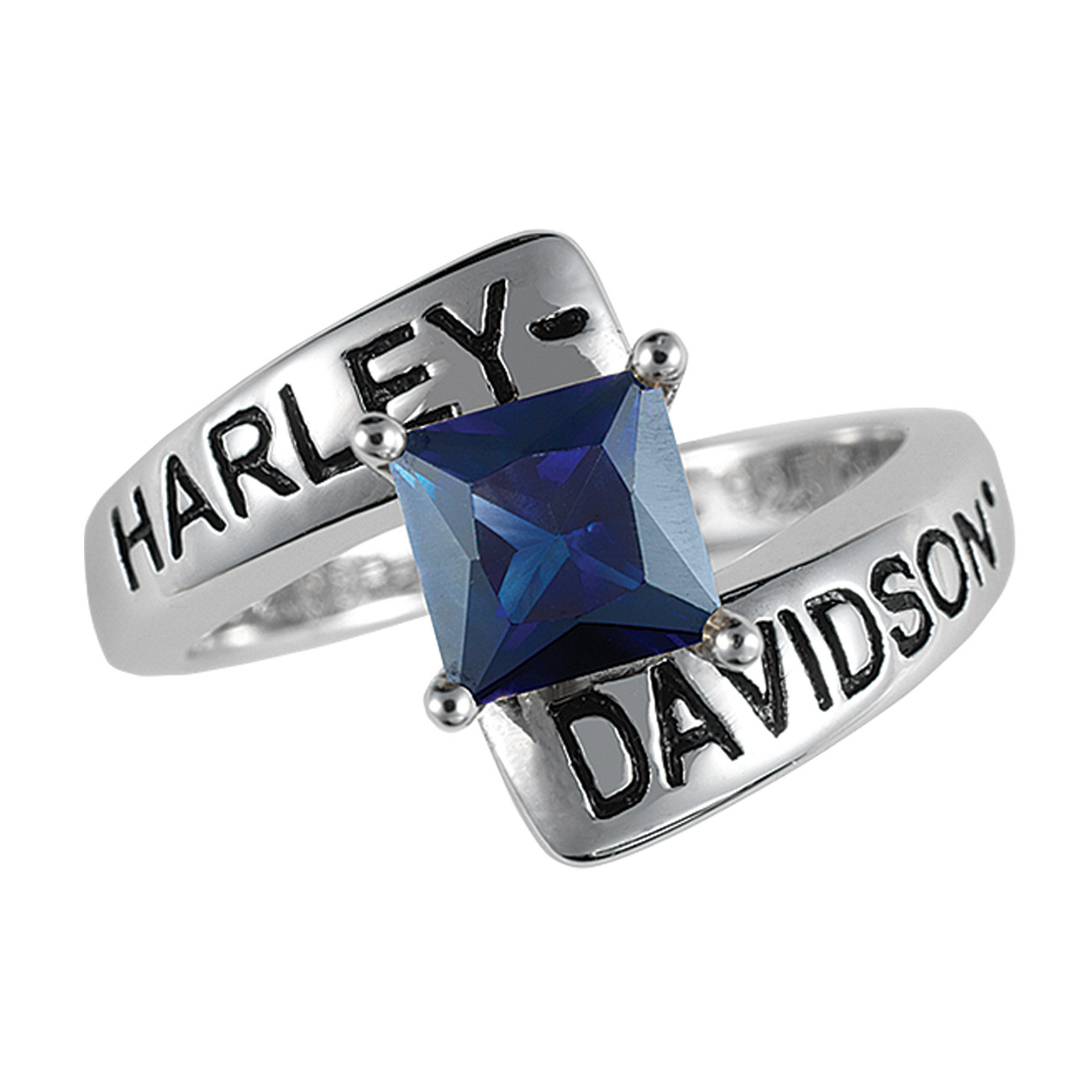 Harley-Davidson Silver Crossroads Birthstone Ring – September Blue Stone FM