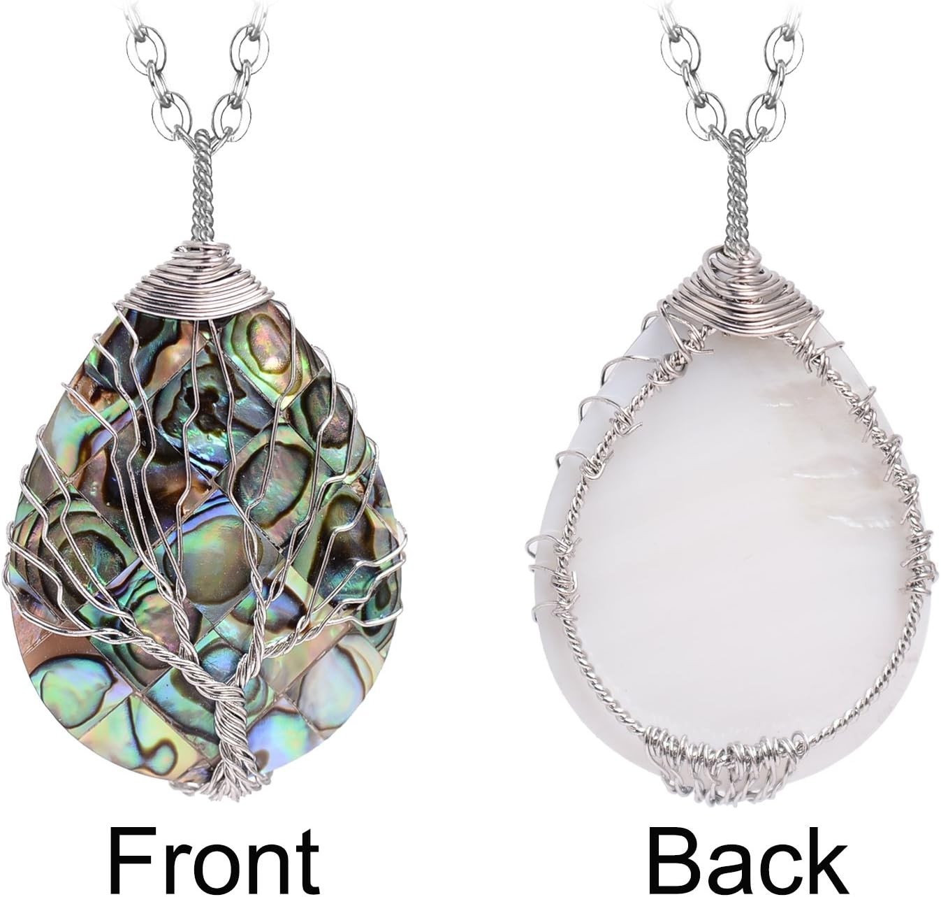 925 Sterling Silver Abalone Shell Drop Pendant Necklace – Perfect Gift for Mom