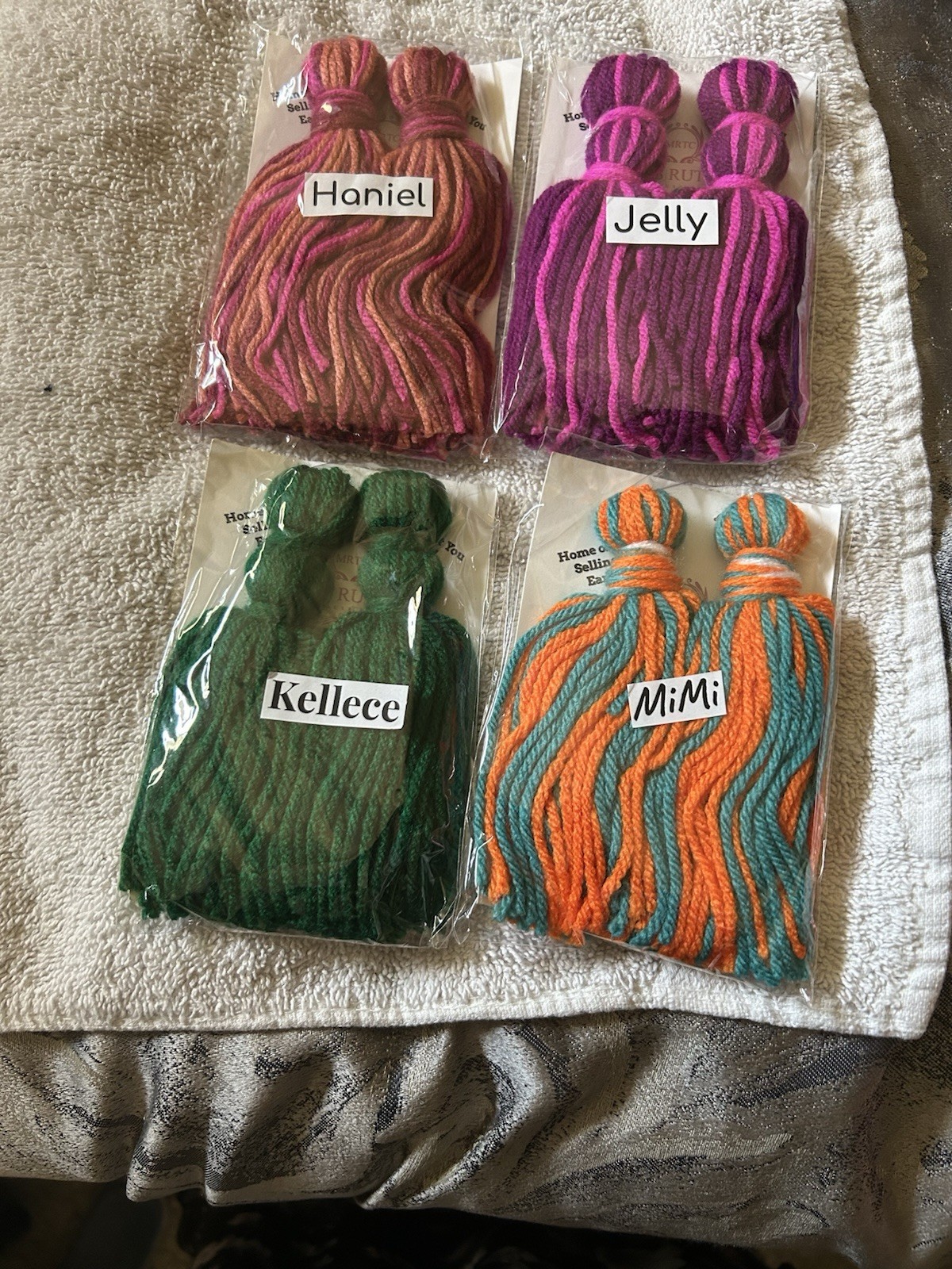 Set Of 4 Multi Yarn Earrings 6 Inches