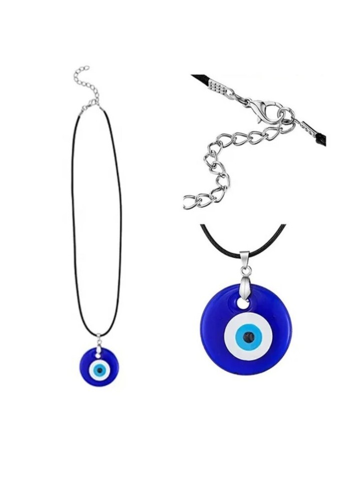 Evil Eye Necklace Bracelets,Blue Turkish Glass Leather Rope Evil Eye Necklace