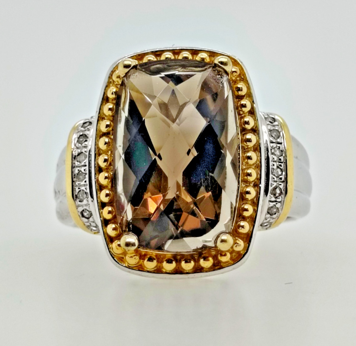 Sterling Silver Smoky Quartz Ring for women Men Size 10