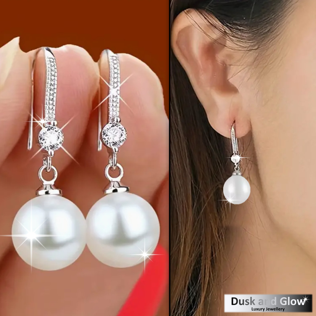 Gold Faux Pearl Drop Earrings Fashion Women Ladies Jewelry Wedding Gift UK NEW