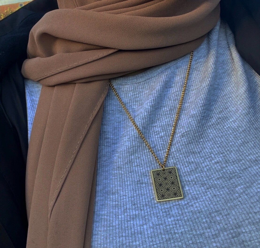 Islamic art inspired pendant necklace, Length: 20 Inch / 50 cm, Tarnish free