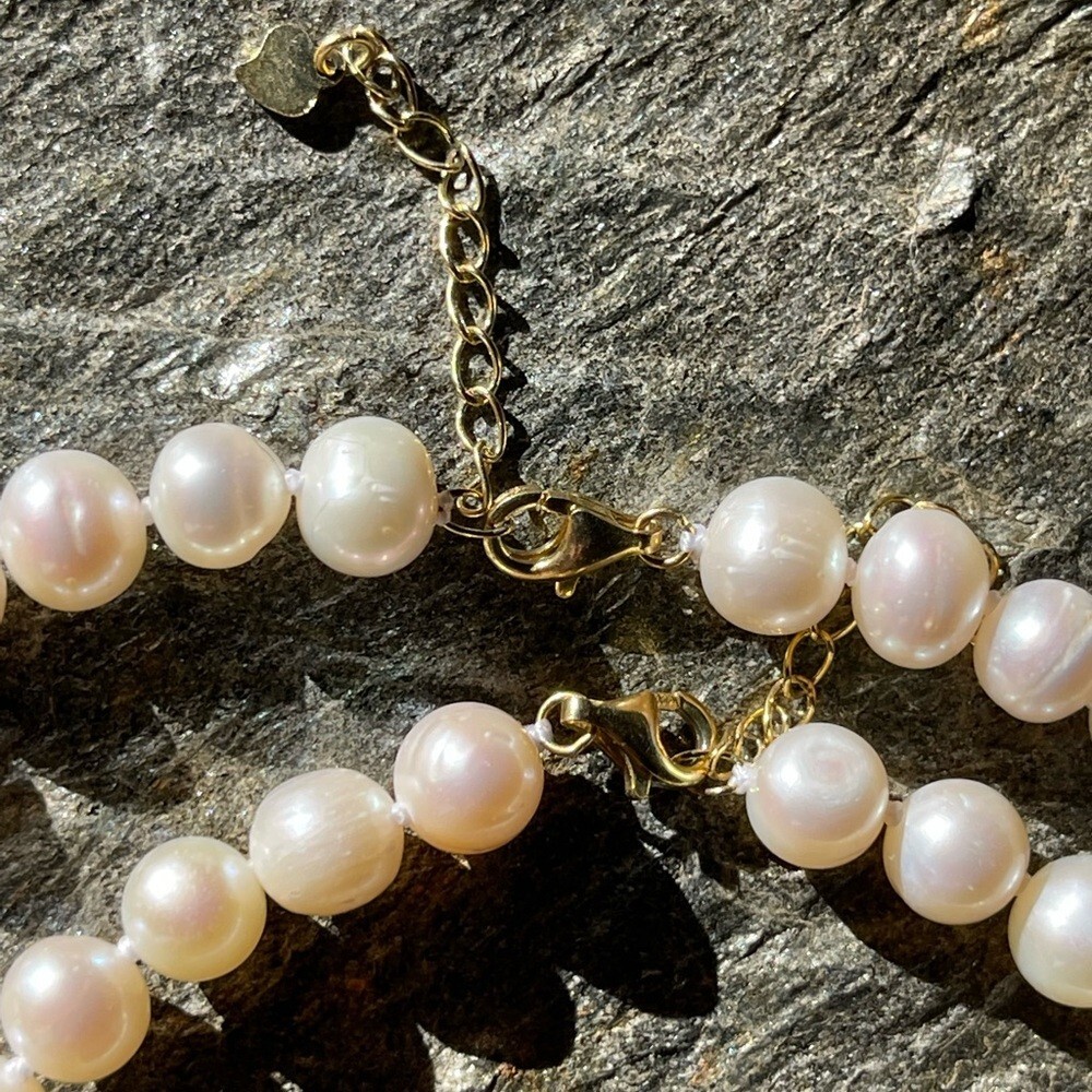 6-7mm Hand Strung Natural Rice Pearl Necklace Earring Set D7