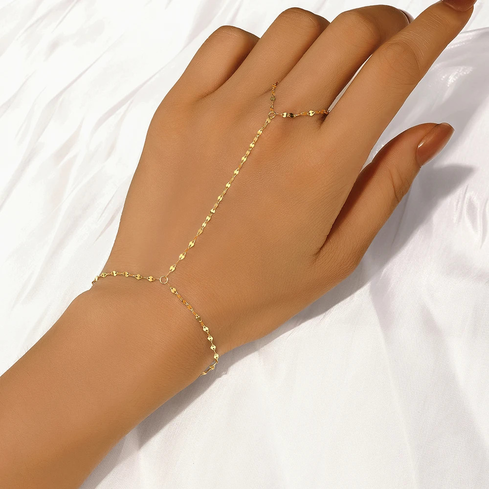 Sterling Silver Hand Chain Bracelet Heart Star Simulated Zirconia Jewelry