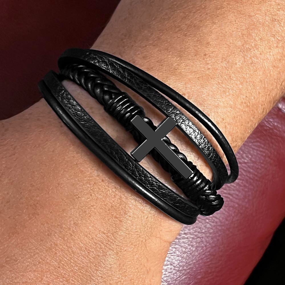 To My Best Friend Cross Leather Bracelet Christmas Birthday Graduation Gift