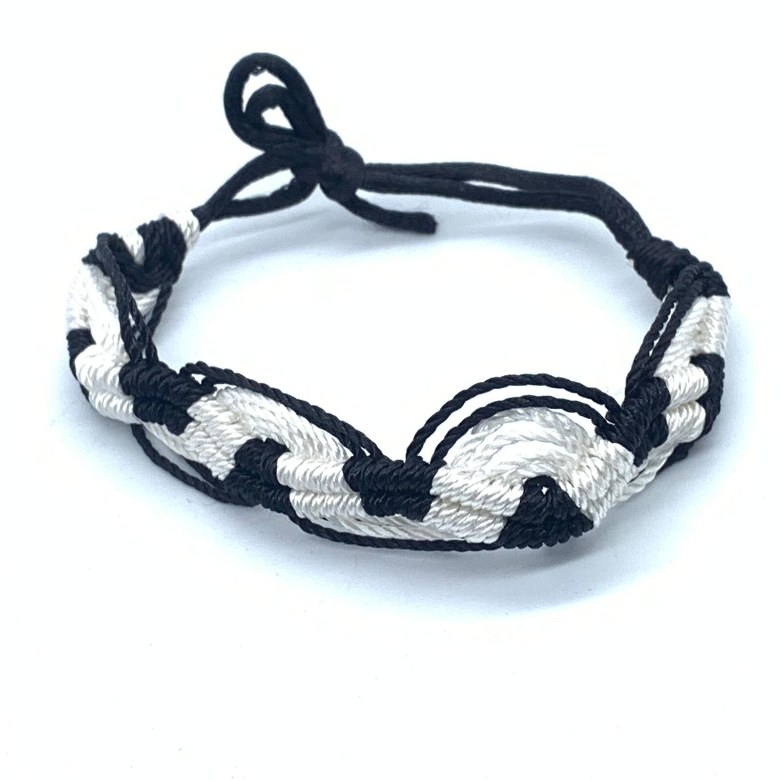 Hippie Braided Rope Handmade Macramé Cord Bracelets B/W 7-11in