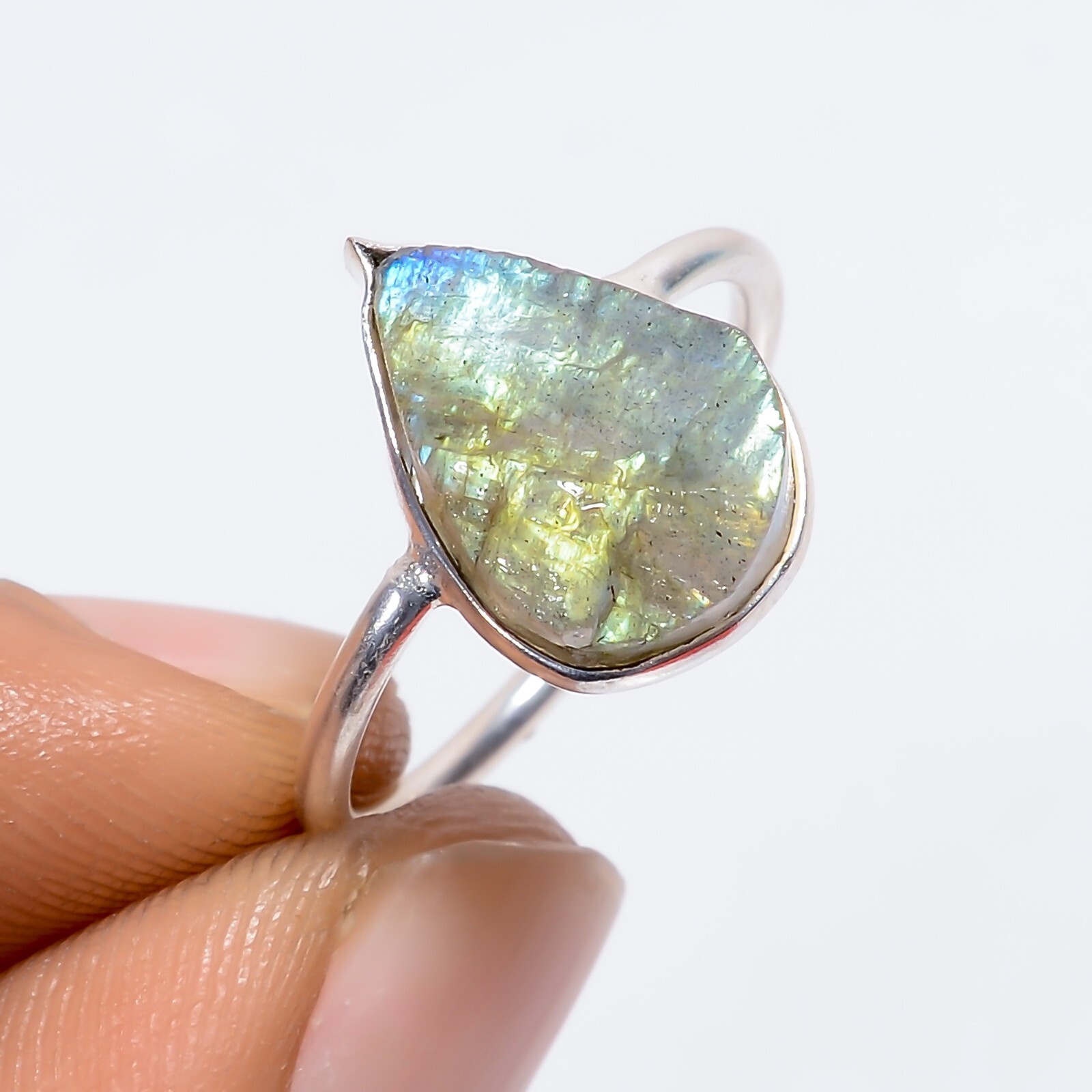 Top Quality Labradorite Rough Gemstone Jewelry Trendy Handmade Fashion Ring 7 US