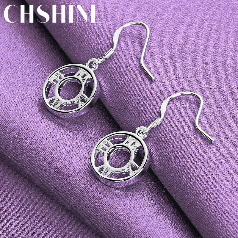 CHSHINE 925 Sterling Silver Round Roman Numerals Earrings Fashion Charm Jewelry