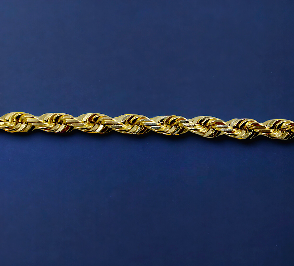 14K Yellow Gold Solid Rope Chain Necklace Diamond Cut Real Gold 1mm-12mm 16″-30″
