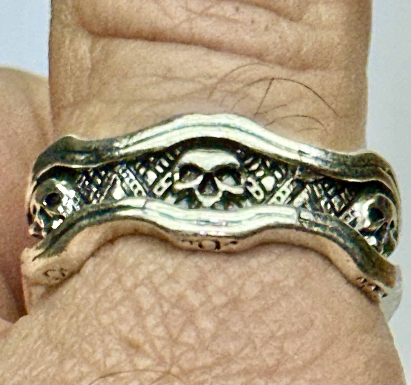 Gothic Skull Silver Ring 6 Head Celtic Knot Sz 15 Harley Davidson Biker Jewelry