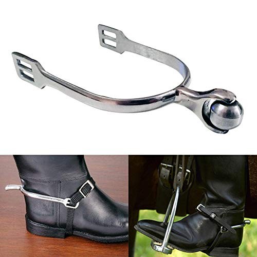 1 Pair Men or Silver Stainless Steel English Spur with Smooth Women Horse Spurs