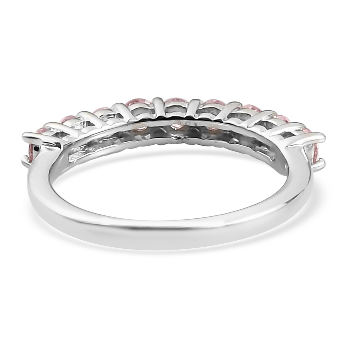 1.10ctw LUSTRO STELLA Made with Finest Pink CZ Ring Platinum Plated Size 8