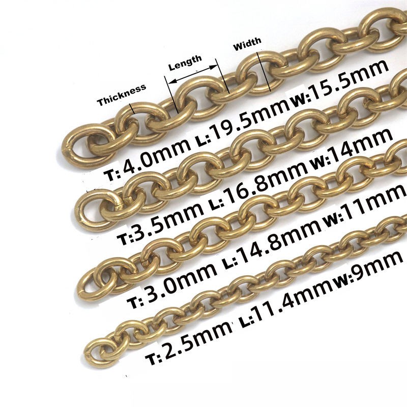 Solid Brass Chain 4-15mm Width Necklace Jewelry Bags Craft Chain Sold Per Meters
