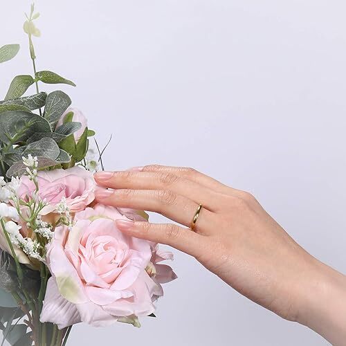 2mm Thin Fashion Band Ring for Women Gold Simple Polished Wedding Ring Comfort