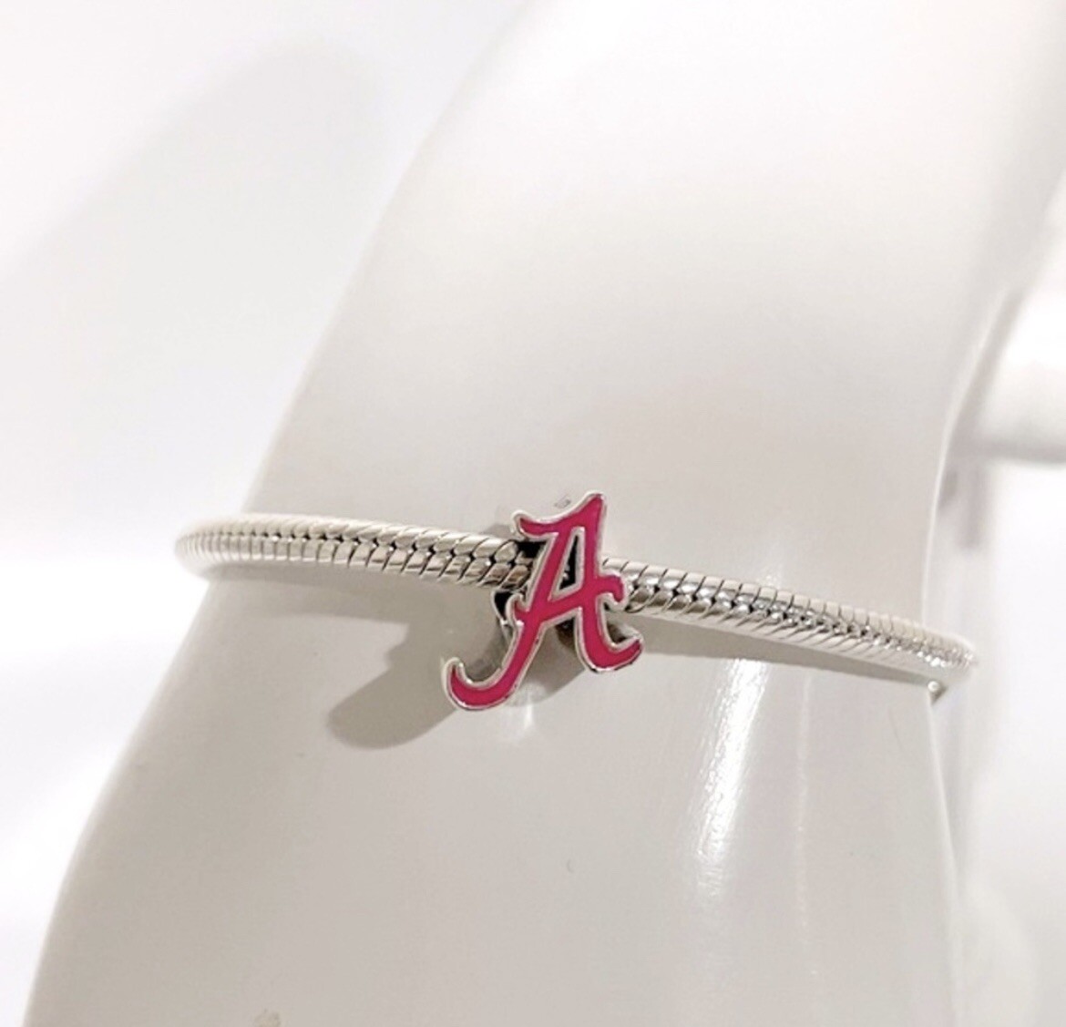 Alabama Crimson Roll Tide A Charm 925 Sterling Silver For Bracelet Or Necklace