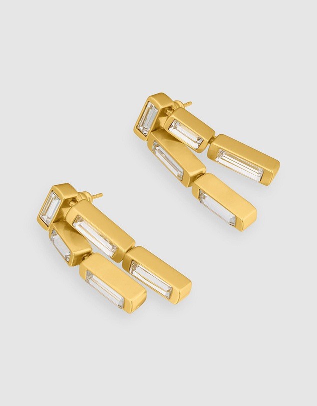 Oroton Eden Earrings In Clear/Worn Gold RRP$229.00