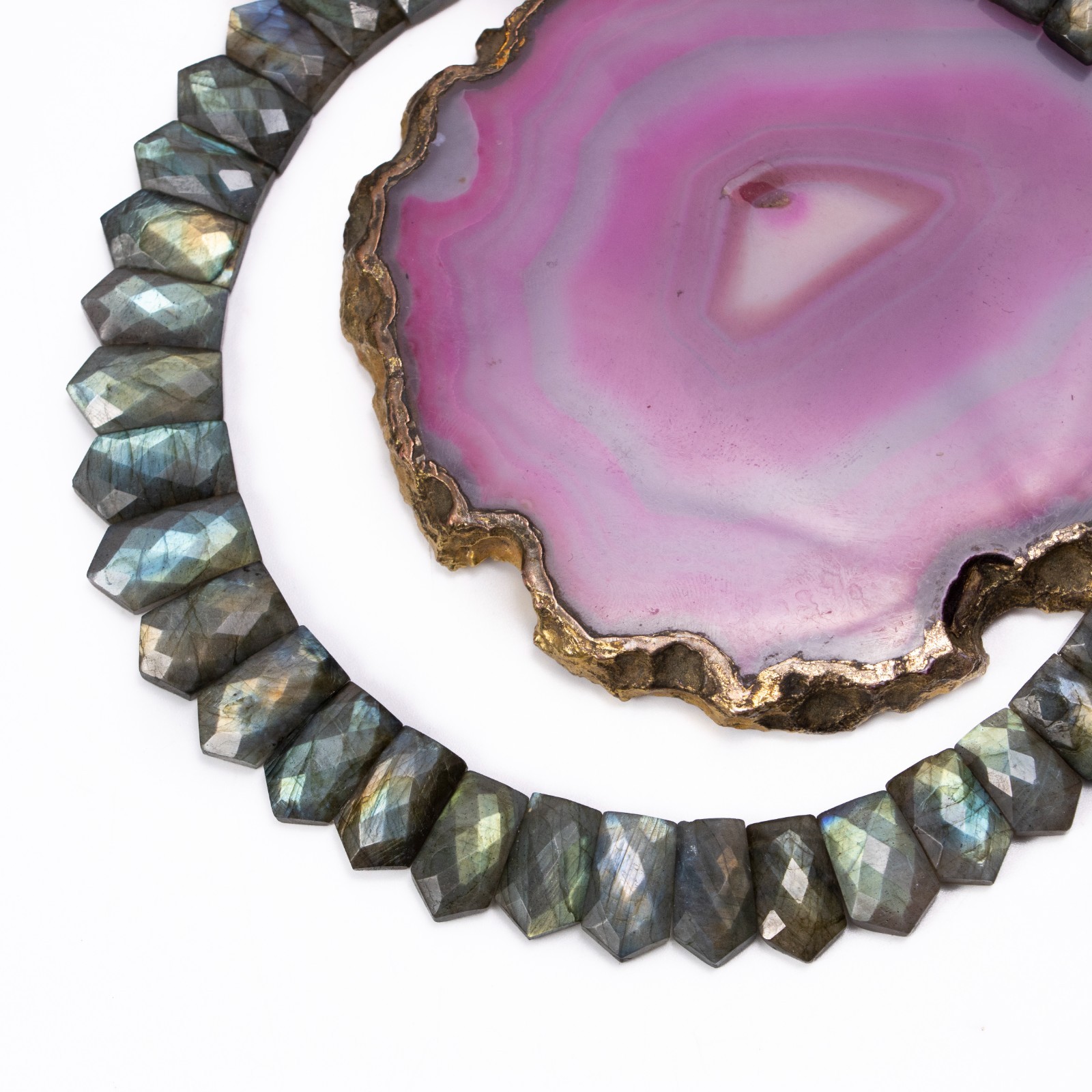 Labradorite Fancy Shape Layout Necklace, 15X10MM To 21X10MM, Faceted Gemstone