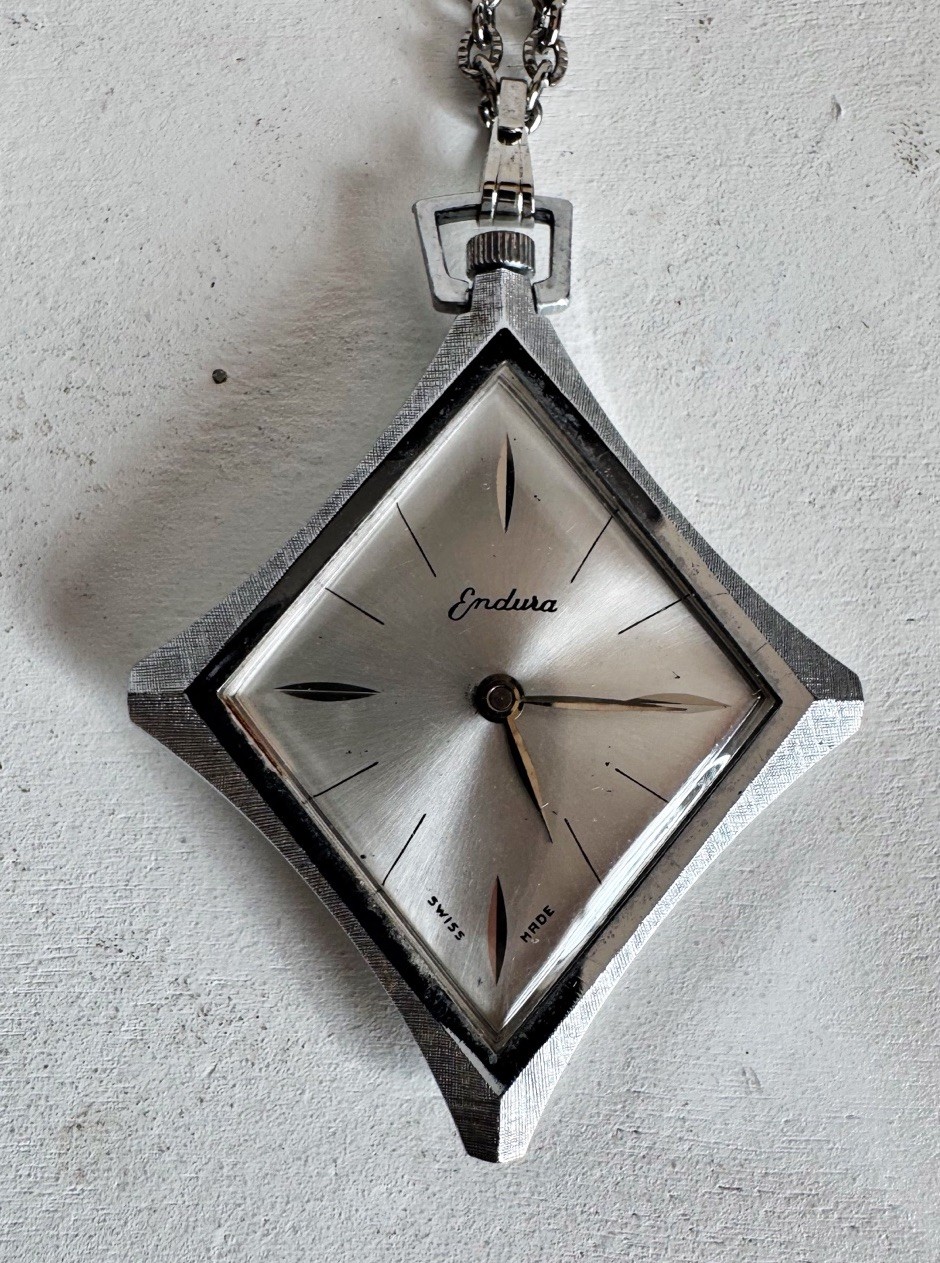 Vintage Endura Swiss Made Pendant Watch Necklace Piece Necklace MCM Modern