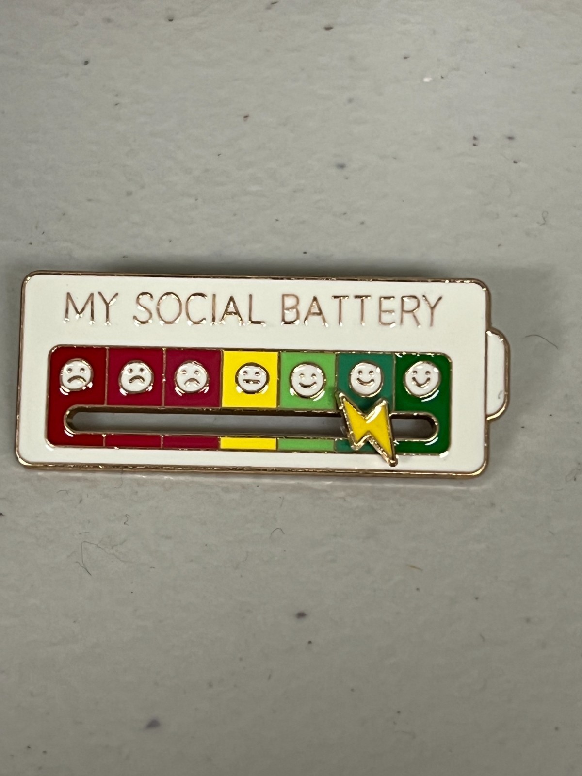 Sliding Social Battery Mood Tracker Enamel Pin Adjustable Energy Brooch 6 colors