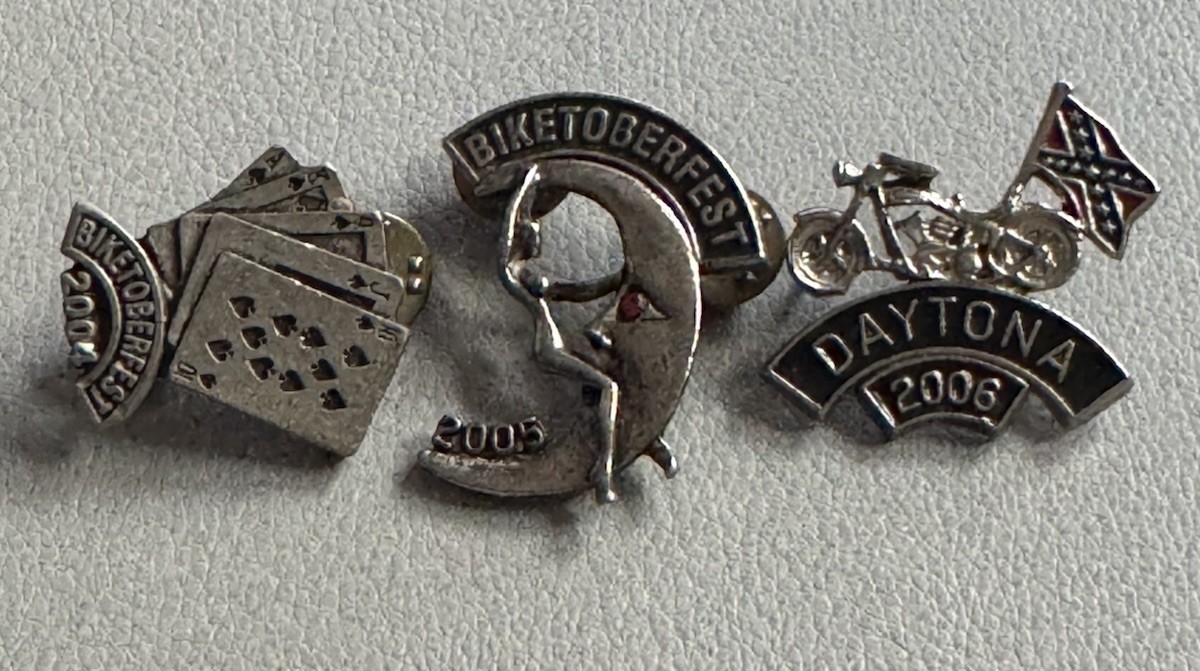 Set of 3 Vintage Daytona Biketoberfest 2004 2005 2006 Lapel Pins Vest