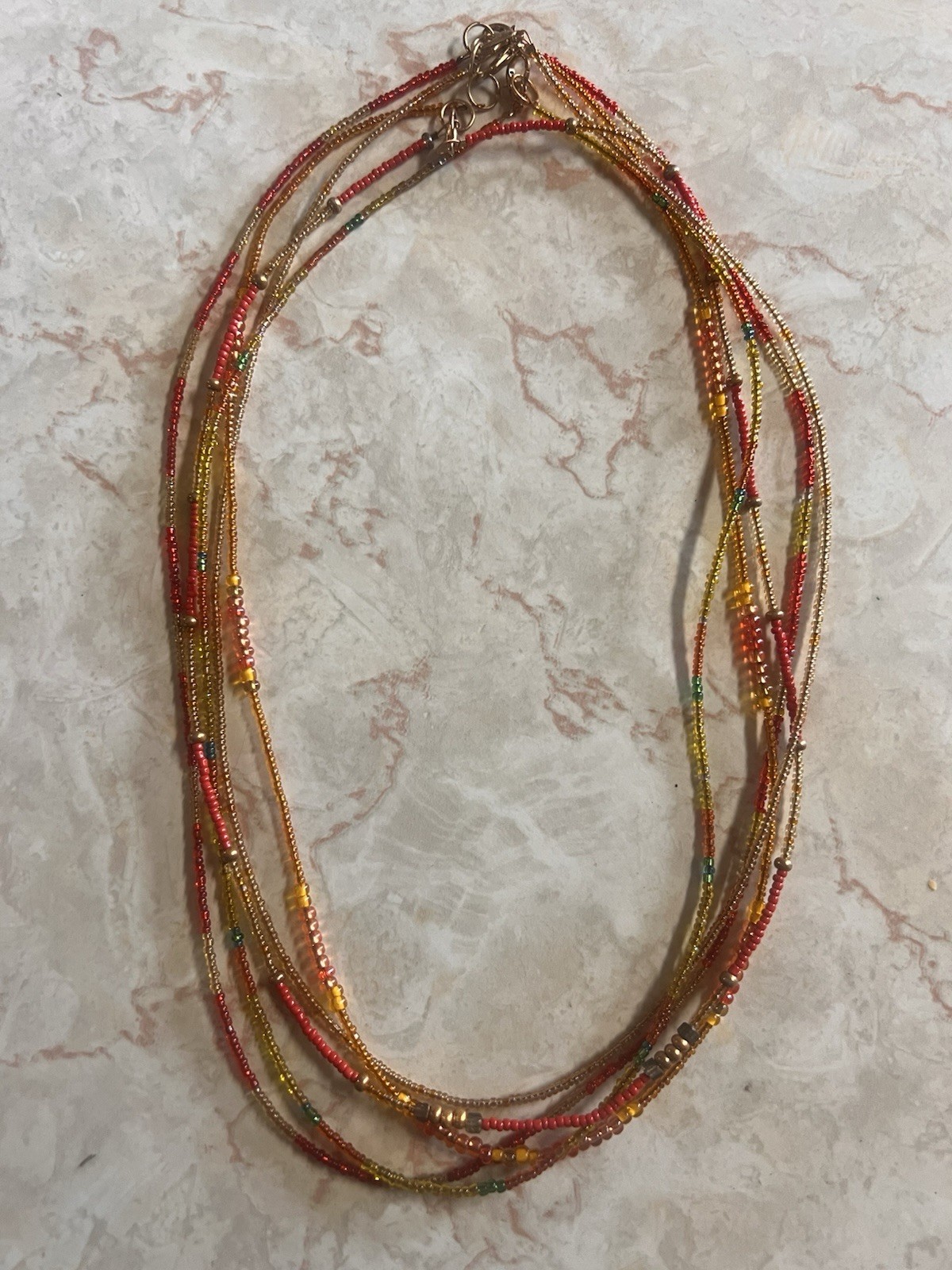 LOT of 5 Hand Beaded Necklaces Seed Beads Fall Color Bundle