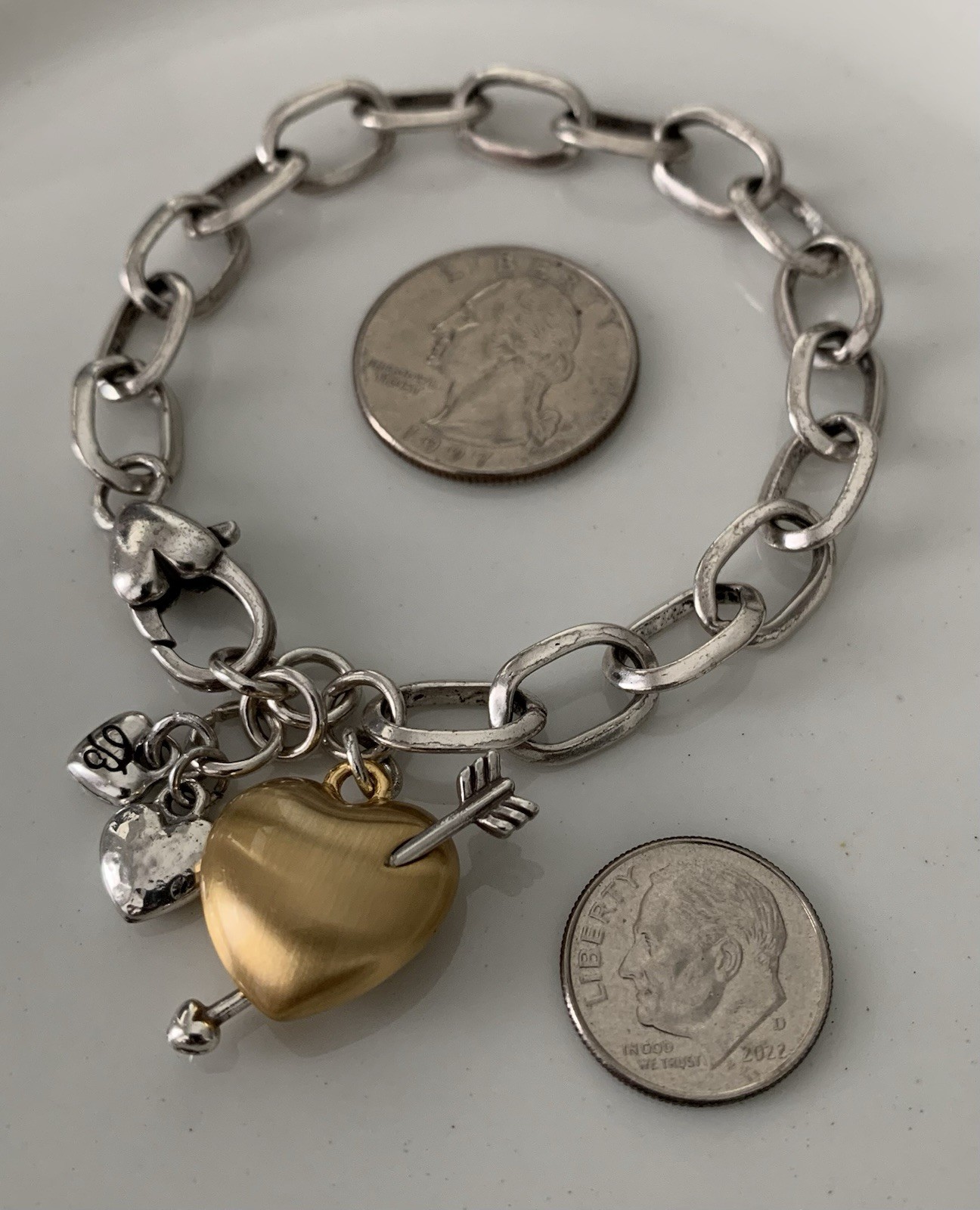 Brighton CUPID’S HEART, Circa 2015, Size 8 Inch Bracelet Remix, Two Tone