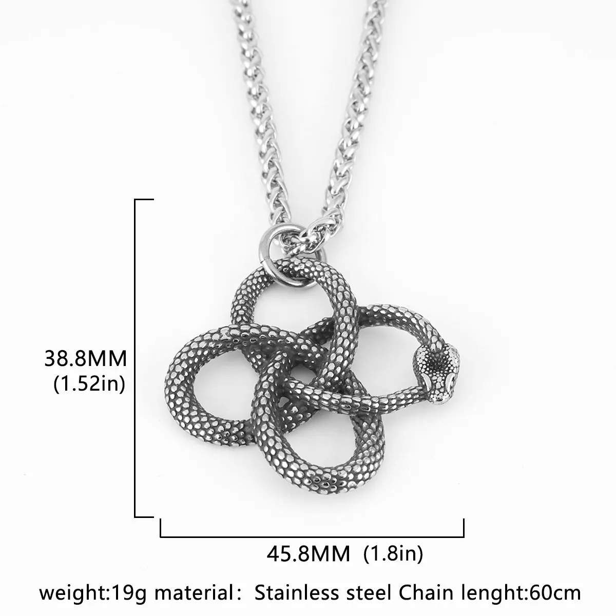 Stainless Steel Animal Snake Pendant Men Women Gothic Punk Hip Hop Handmade