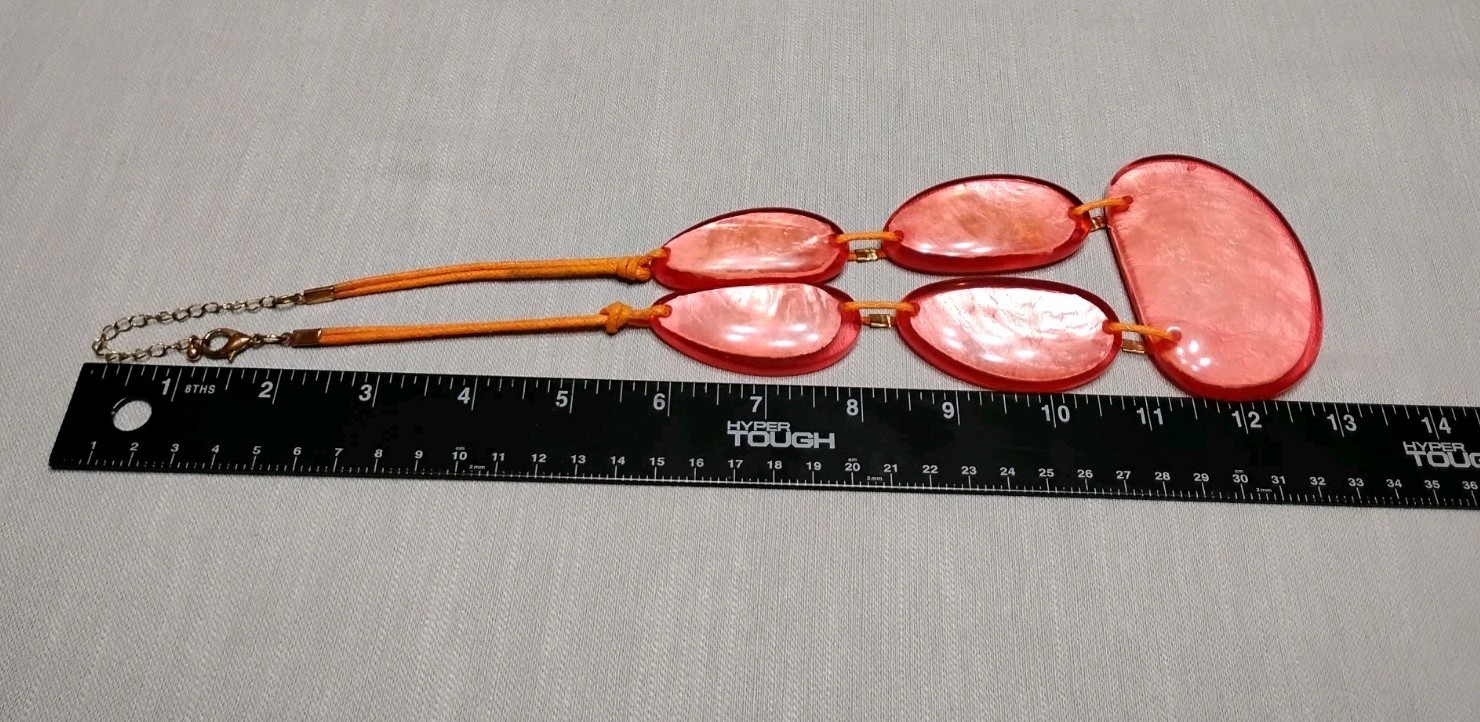 Chunky Pink? Red? Statement Necklace-GUC, Small Flaw Inside one Stone See Pics