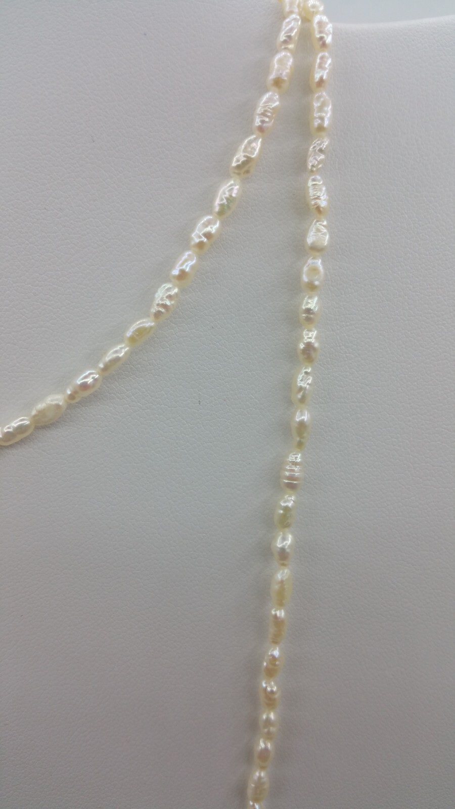 35in White Freshwater Small 2-3mm Rice Pearl Necklace Woman Ladies Girls Teens