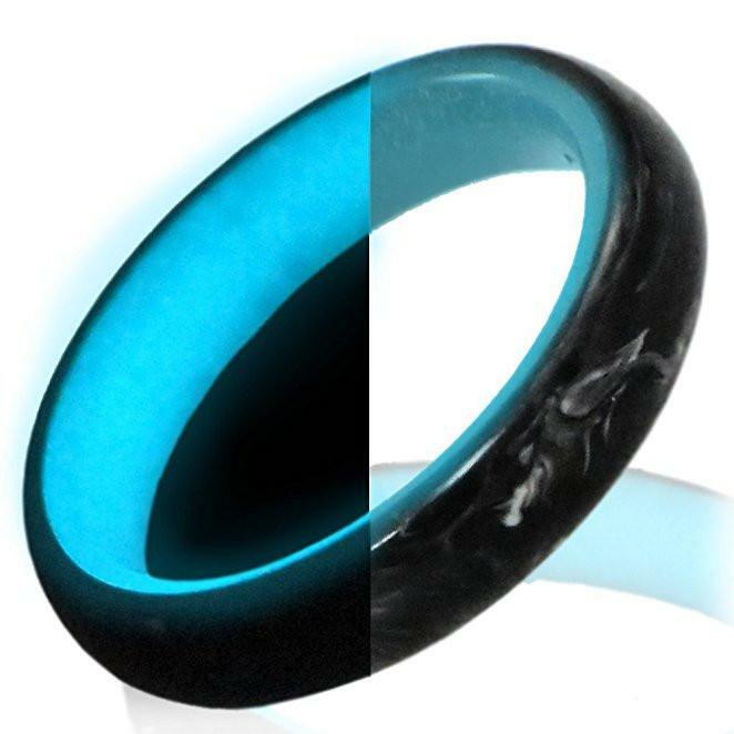CARBON FIBER Teal Glow in the Dark Cool Ring Sizes 5,6,7,8,9,10,11,12,13, or 14