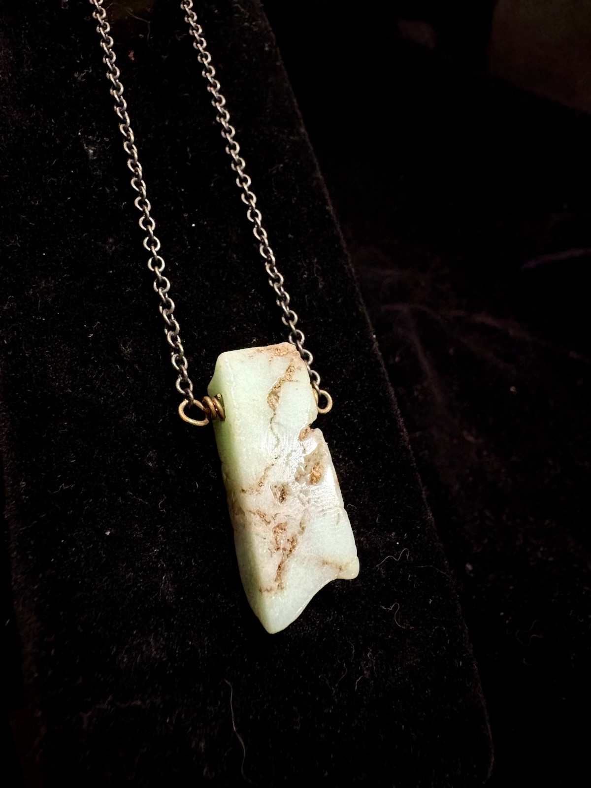 Larissa Loden Raw Amazonite Stone Necklace Brass Chain Boho Minimalist Jewelry