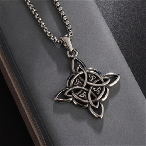 Wicca Pagan Witch Symbol Celtic Knot Pendant Triquetra Trinity Silver Necklace