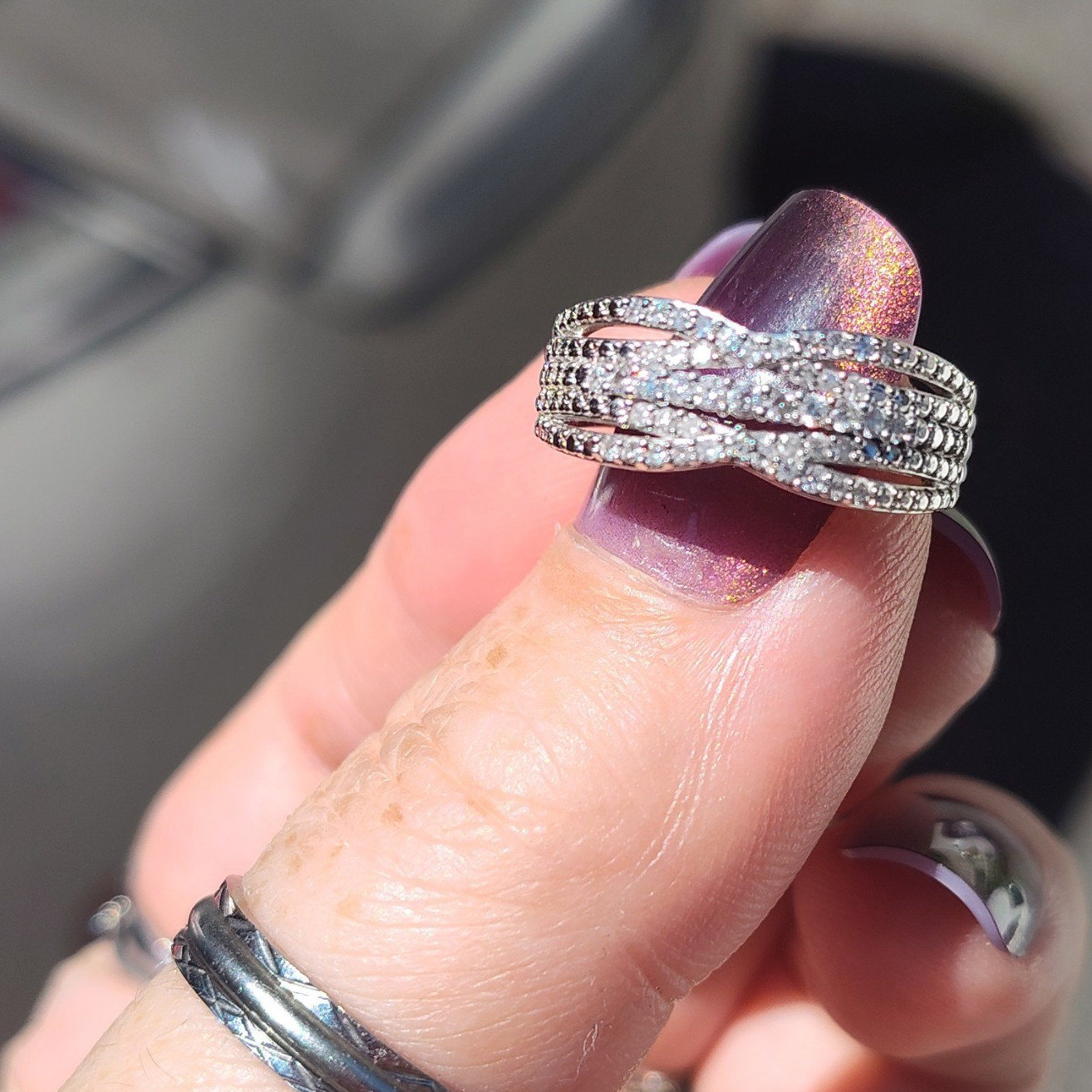 925 Sterling Silver Round Cut Lab Grown Diamonds Multi-Row Stackable Band Ring