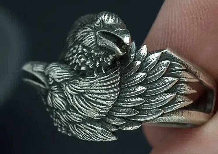 Viking Wrapped Raven Ring Nordic Mythology Odin Raven Stainless Steel 12 8750