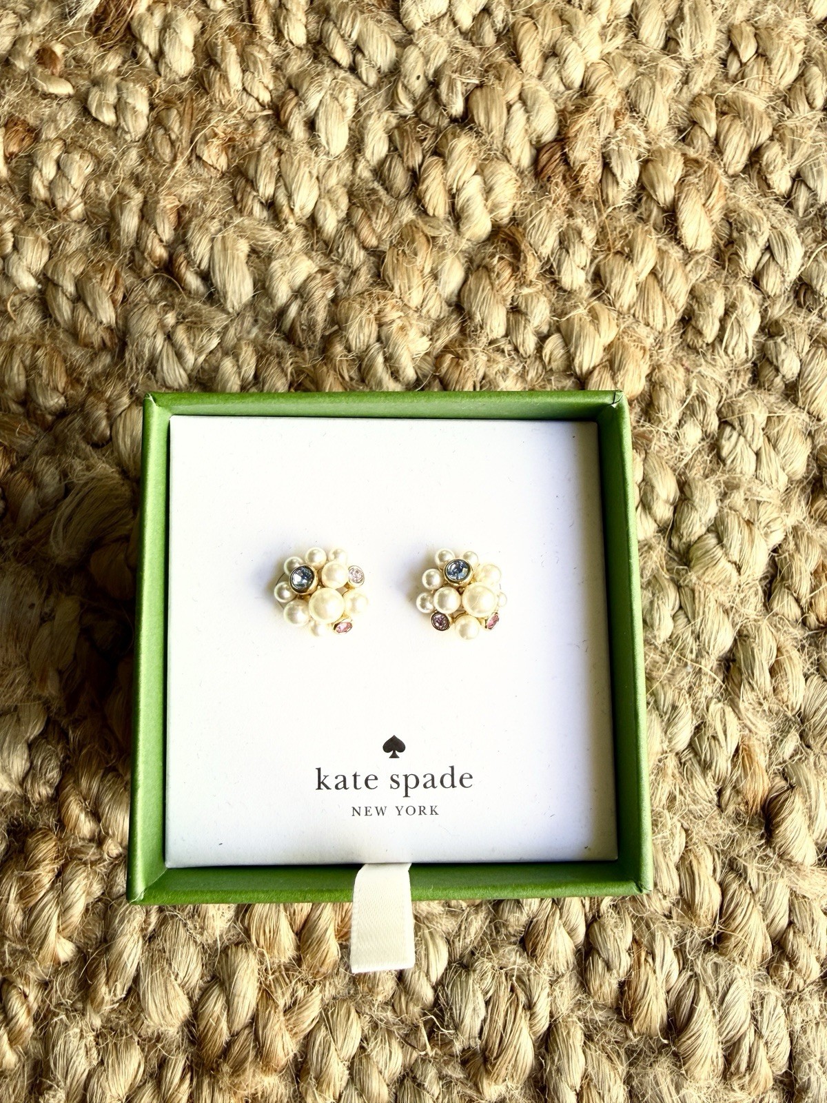 Kate Spade New York Gold tone Multi Coloured Crystal faux Pearl Earrings