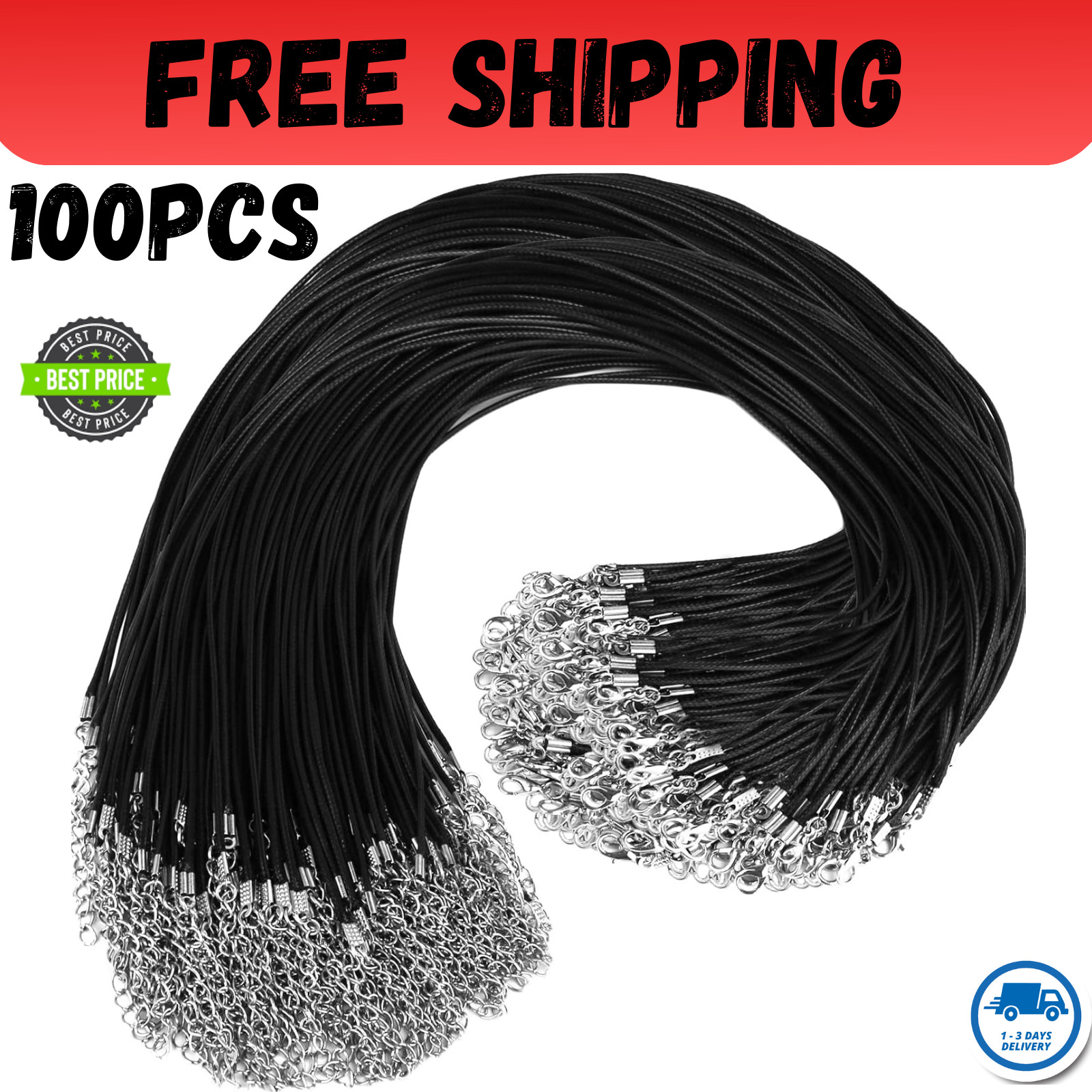100PCS 18” Leather String Charms Necklace Cords Wholesale Rope Bulk Lot Cords