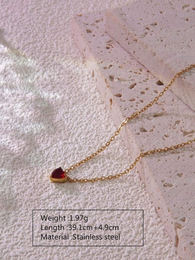 Necklace for Women Tiny Crystal Heart Love Pendant Choker Necklace Birthstone US