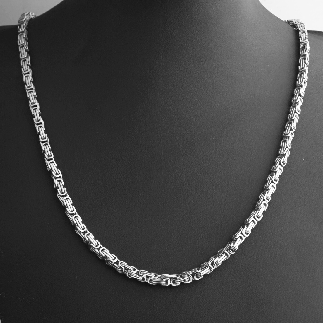 4-15MM Charm Stainless Steel Silver Byzantine Box Chain Men Women Necklace 7-40″