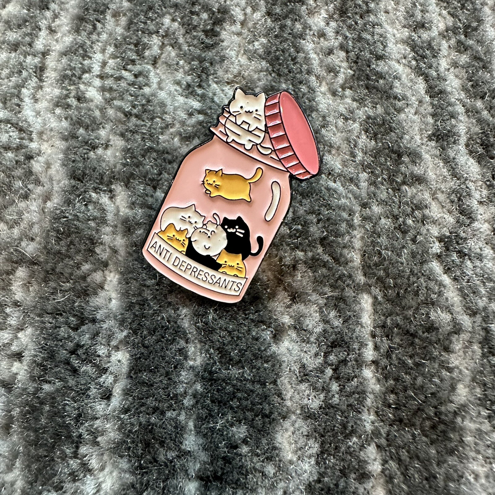Cat Enamel Pin Pink Pill Bottle Of Kittens Antidepressants Backpack Cat Lady New