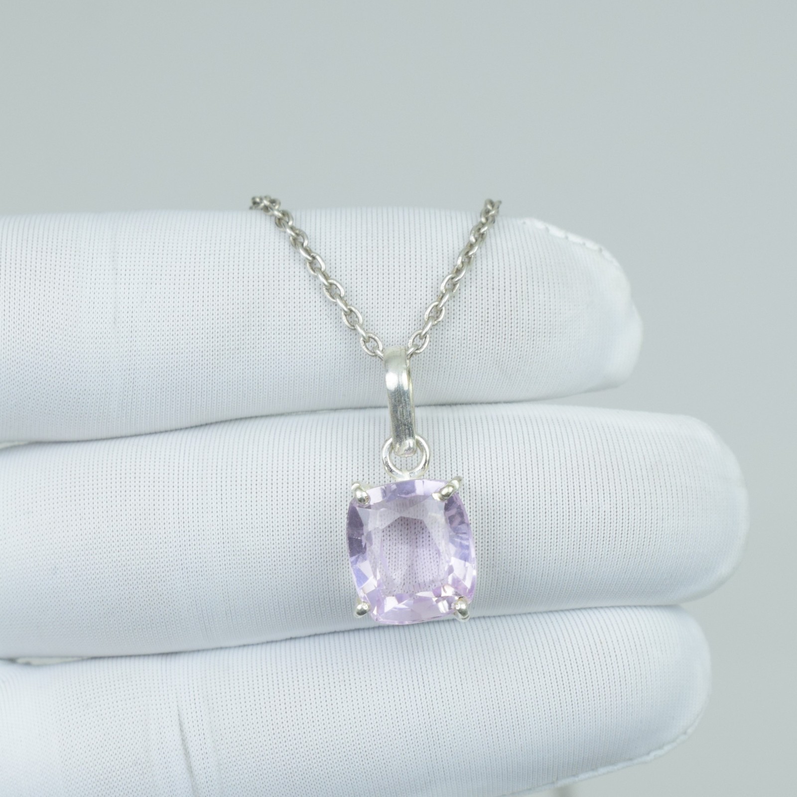 Beauty Pink Kunzite Pendant, 18Ct Vintage Jewelry, 925 Sterling Silver Necklace,