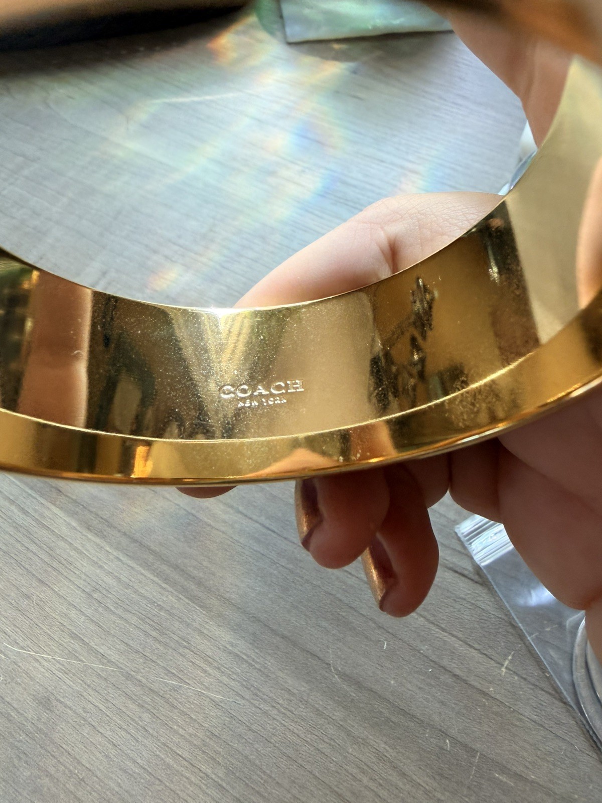 Coach Diagonal Horse & Carriage Bangle Logo Blue Multi Gold Plate MSRP: $148
