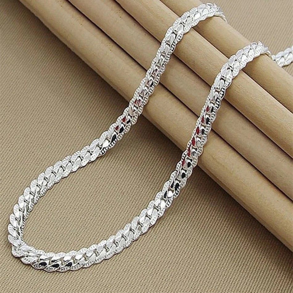 925 Sterling Solid Silver Chain Necklace Jewelry for Women Men Fashion Gift
